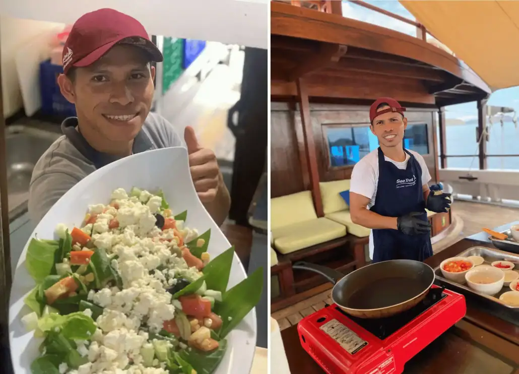 Chef Ari cooking on SeaTrek Katharina