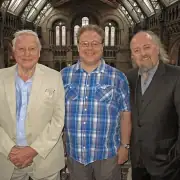 Wallace Correspondece Project and SeaTrek George Beccaloni (middle) and the WCP's Patrons: Sir David Attenborough (left) and Bill Bailey (right).