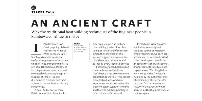 SeaTrek in the press - An Ancient Craft in Silkwind Magazine SeaTrek in the press - An Ancient Craft in Silkwind Magazine