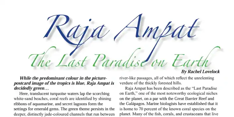 SeaTrek in the press - Raja Ampat in Cruising Outpost SeaTrek in the press - Raja Ampat in Cruising Outpost