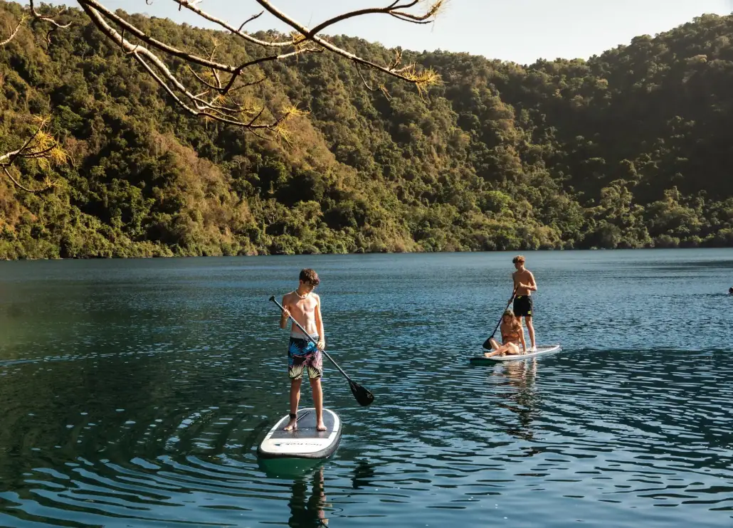 Family paddleboarding at Satonda Lake