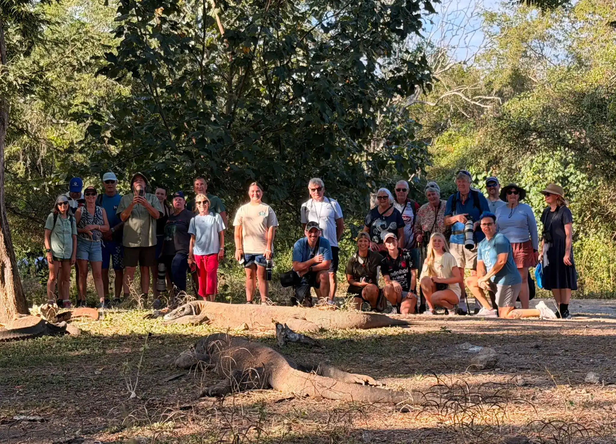 Group photo with Komodo Dragons