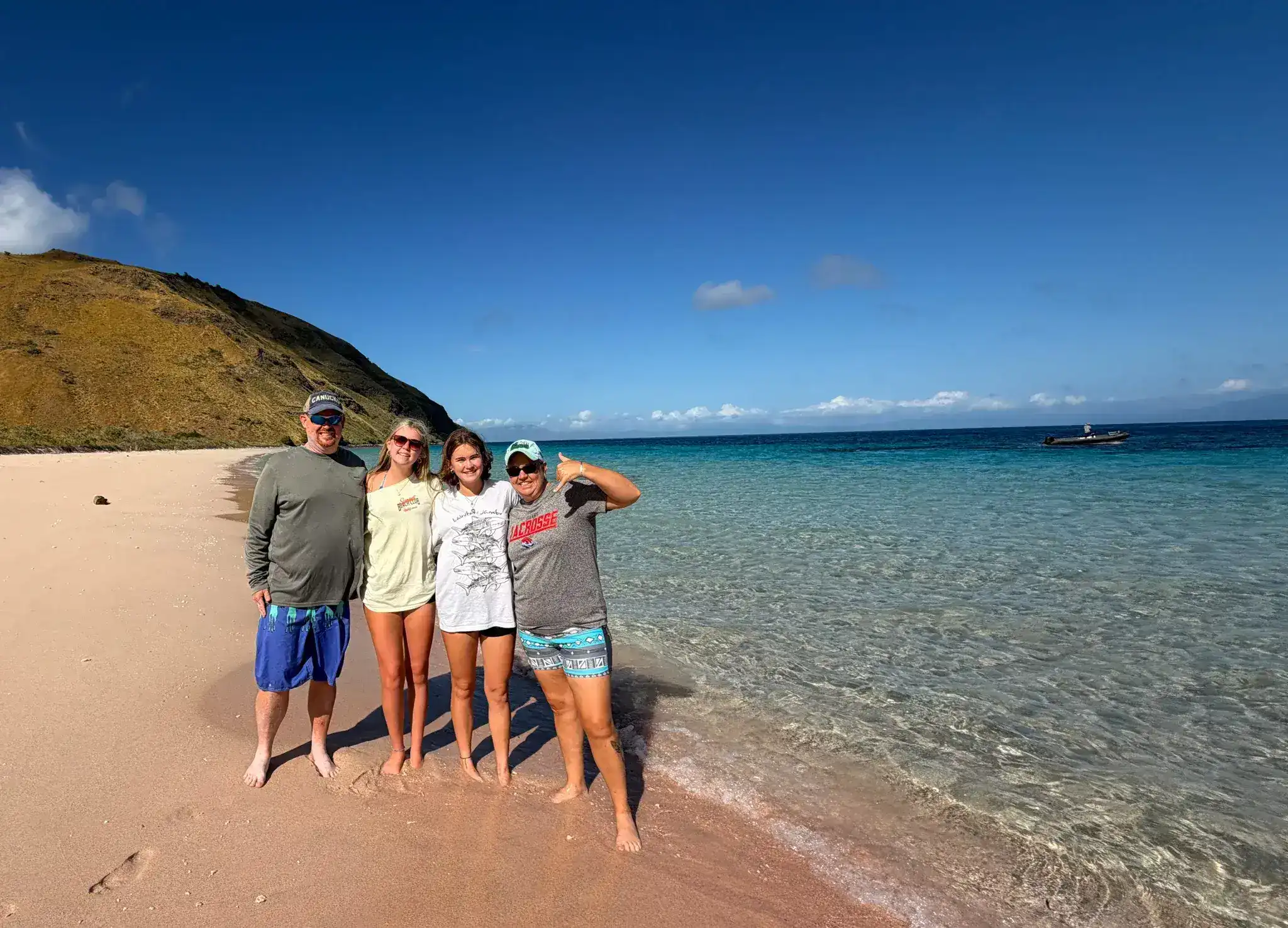 Teagan and Family at Pink Beach
