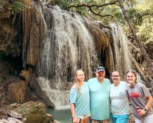 Teagan and family at the lady diana waterfall