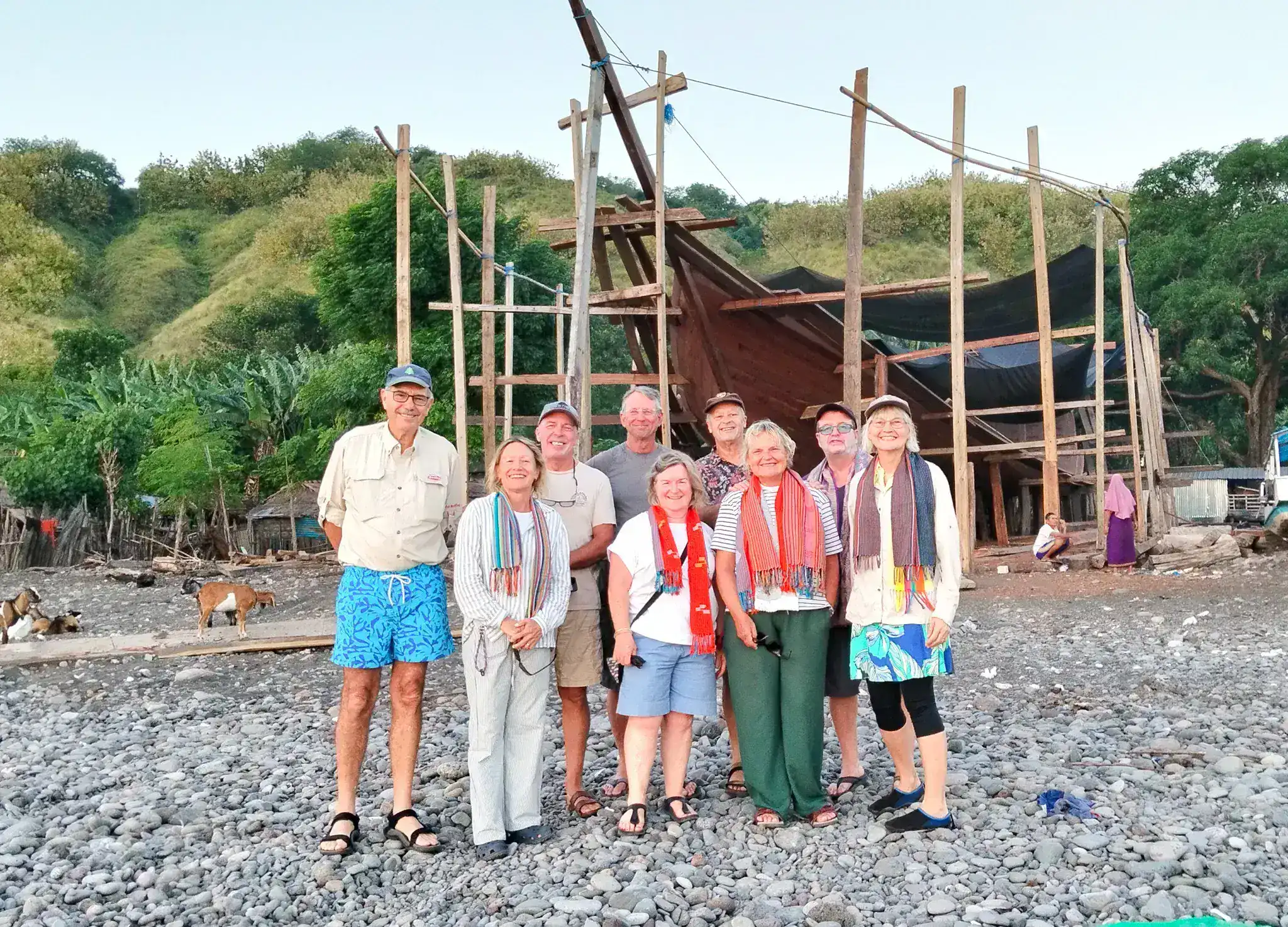Jonelle and friend at the boatbuilding village