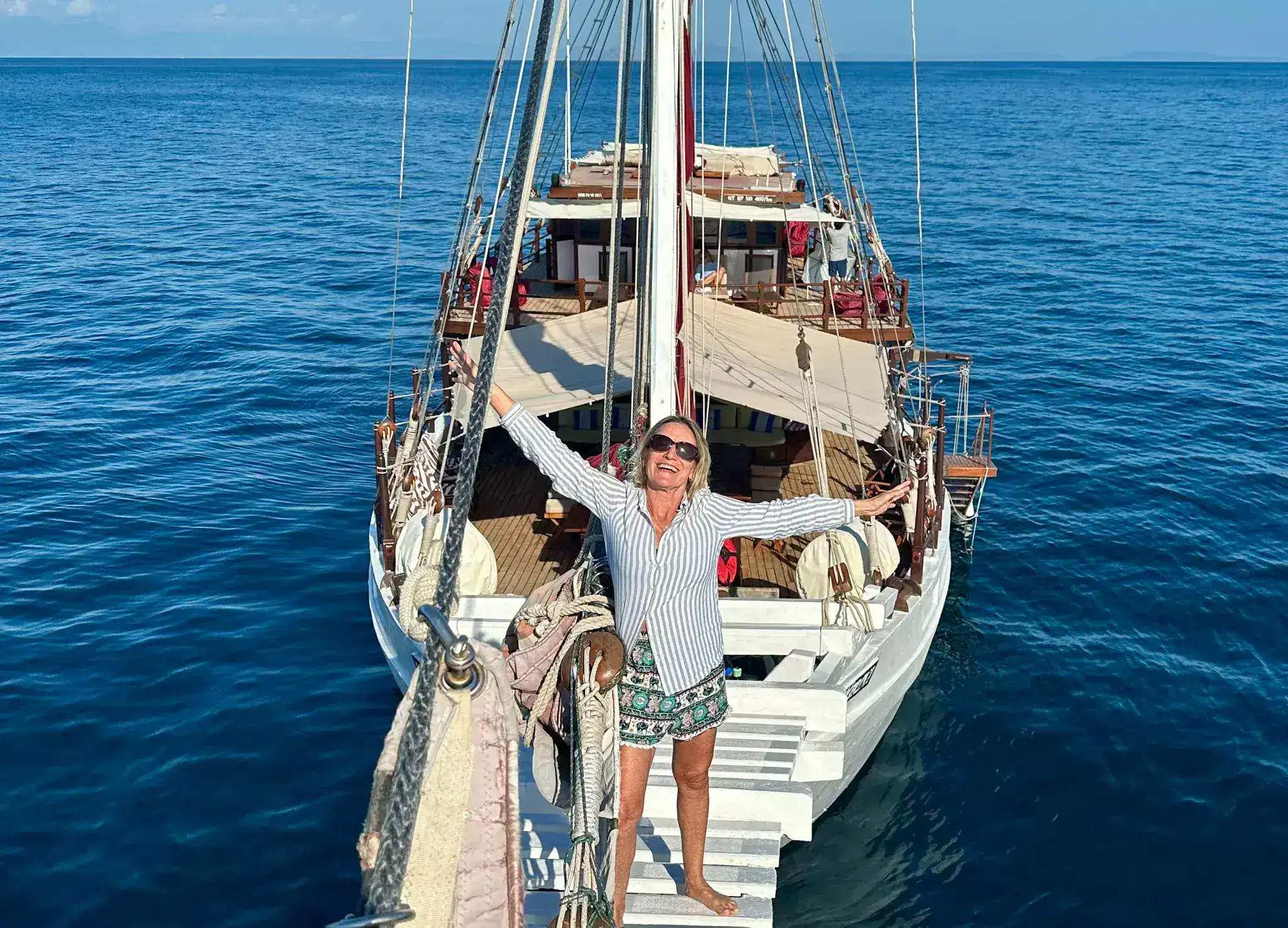 Jonelle at the top bow of Katharina